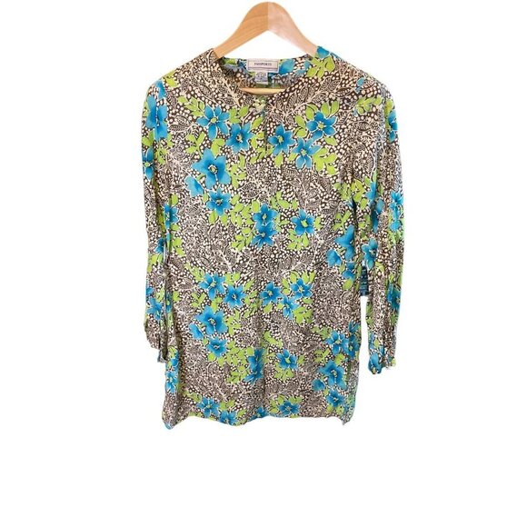 Passports Tropical Colorful Sheath Tunic Swim Coverup Parrot Pin Closure Sz M - Picture 1 of 8